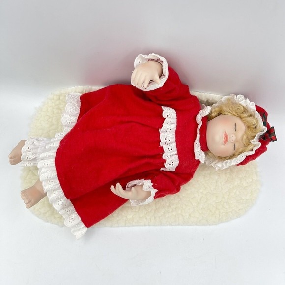 The Danbury Mint Porcelain Doll Waiting for Santa by Elaine Campbell Perfect! - Picture 11 of 16